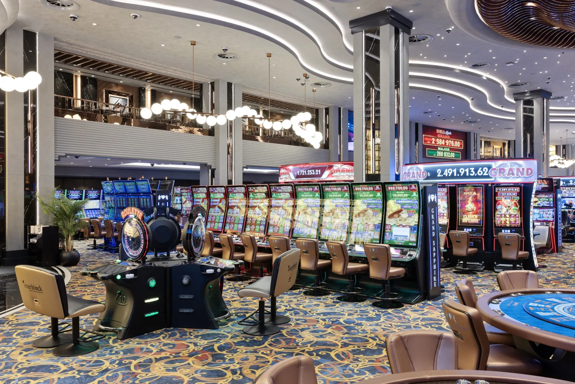 Slot floor with jackpot displays