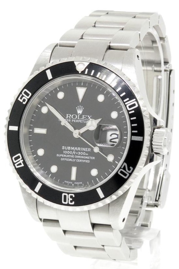 Rolex Submariner with black dial and steel bracelet